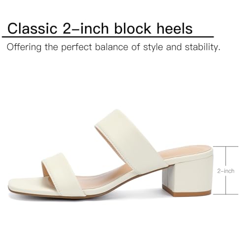 Image of Women's Heeled Sandals Two Strap Square Open Toe Heels 2-Inch Chunky Sandals Dress Shoes Wide Feet Friendly