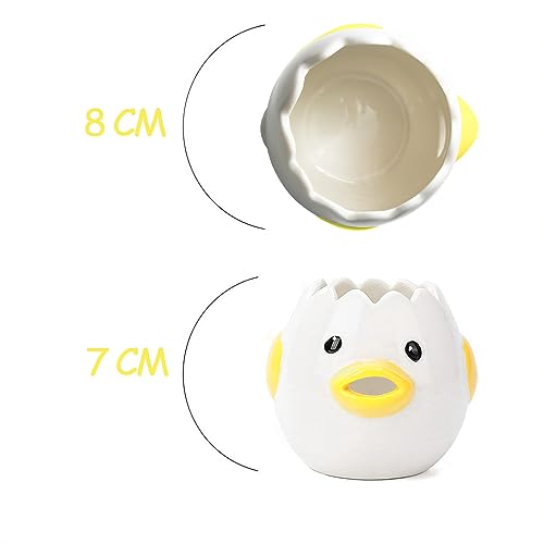 Foto von VSREI Eiertrenner Keramik Huhn, Egg Yolk Separator, Eiertrenner Küken Lustig für Küche, Bäckerei, Camping (Gelb)