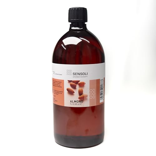 SENSOLI Sweet Almond Oil 1L - 100% Pure Carrier Oil - Natural Oil for Skin, Hair, Massage & DIY Cosmetics