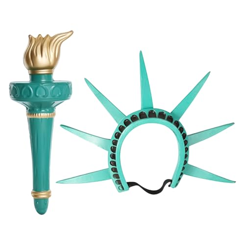 Couronne Polyvalente Halloween Déesse, Bandeaux Halloween Pour Femmes, Costume De Statue De La Liberté Couronne Et Torche, Statue De Dame De Liberté Chapeau Bandeau, Pour Spectacles Et Événements