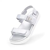 DREAM PAIRS Girls Sandals Casual Open Toe Two Adjustable Strapped Sandals with Hook and Loop for Little Kid/Big Kid,Size 5 Big Kid,Silver,KKUMPS2502