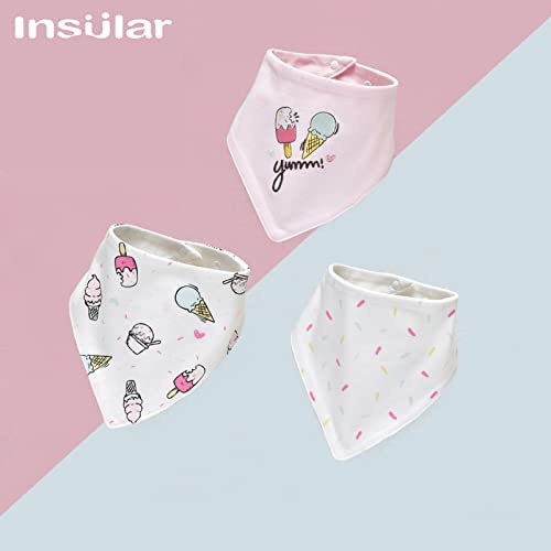 Insular Baby Bibs Baby Bandana Drool Bibs 100% Cotton For Boys Girls Unisex For Teething And Drooling, 6 Pack (Ice Cream&Horse) #TOP2