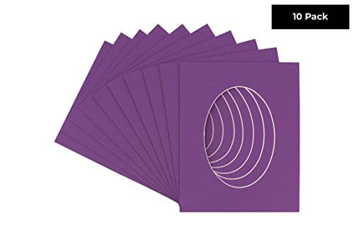 CountryArtHouse Dark Purple Acid Free 16x20 Oval Picture Frame Mat with White Core Bevel Cut for 13x19 Pictures - Fits 16x20 Frame - Pack of 10 Matboards
