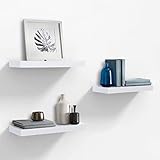 AHDECOR White Floating Wall Mounted Shelves, Set of 3 Display Ledge Shelves Wide Panel for Bedroom Office Kitchen Living Room, 5.9