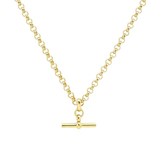 Source Size adjustable 18ct Gold plated Belcher Chain Bracelet with T-bar Charm Pendant