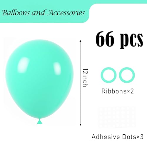 Image of Voircoloria Teal Blue Balloons, 66pack 12inch Turquoise Blue Latex Party Balloons for Wedding, Birthday, Graduation, Bridal Shower, Valentine's Day, Baby Shower, Gender Reveal Party Decorations