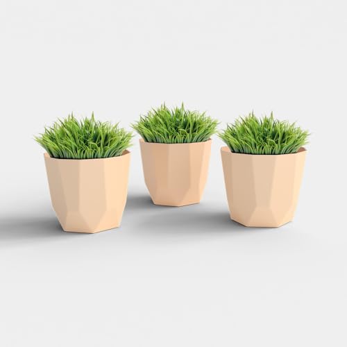 Image of YUCCABE ITALIA SHERA Hexa Plastic Planter Pot for Plants | Decorative Flower Pot | UV Protected Lightweight Indoor Outdoor Gamla for Home Decor, Balcony, Garden & Living Room