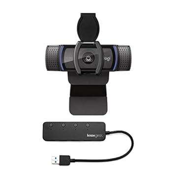 Logitech C920S HD Pro Webcam com tampa de privacidade pacote com 4 portas 3.0 USB (2 itens)