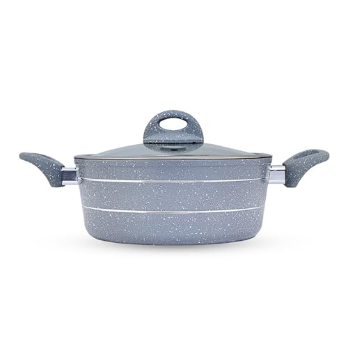 Royalford Casserole Dish with Glass Lid, 28 CM, Grey