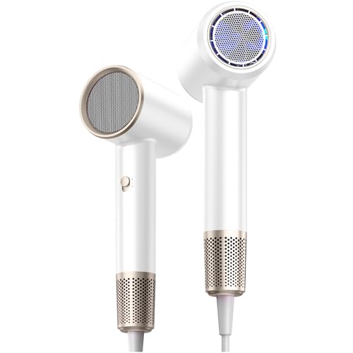 Hair Dryer Fast Dry 1200W Professional Ionic Hairdryer, Super Compact & Lightweight with Even Heat Anti-Static, Frizz-Control, Quick Drying, Energy Saving, Hairdryers for Women & Man (White)