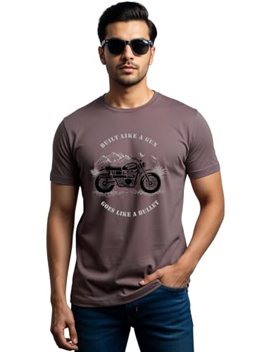 Image of ADRO Men's Royal Bike Design Printed 100% Cotton T-Shirt - Regular Fit, Printed T-Shirts for Men