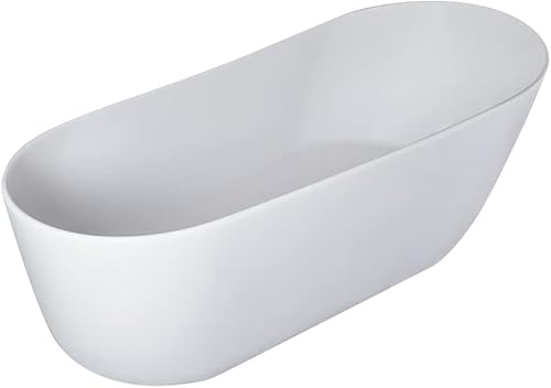 Miniatura 1 de Vanity Art Bañera de piedra de resina de superficie sólida independiente de fondo plano con desbordamiento y drenaje emergente certificado UPC 67 x