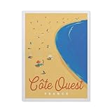 Vintage Frankreich Reiseposter Westküste Strand,Blechschild Metallschild Kunst zum Aufhängen Eisen Malerei Retro Haus Küche Garten Garage Wanddekoration(30 x 40 cm) 12 x 16 Zoll-BN2