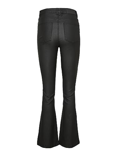 Noisy May Nmsallie Hw Flare Coated Pants Noos Jeans, Black, S/30 Da Donna - 3