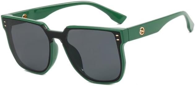 GenericFashion White Square Sunglasses Women Luxury Brand Rivet Design Avant Garde Sun Glasses Trend Men Outdoor Driving Eyewear Shades (Green gray - As Pictures)