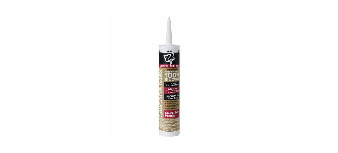 DAP 08667 Silicone Max Premium Kitchen and Bath Silicone Sealant, White, 10.1-oz. - Quantity 12