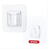 Daal® 20 Sätze Selbstklebende Haken Doppelseitige Klebeschrauben Decke Transparente Glas Klebe Bilder Wasserdicht Küche Bad Wand Original Aquarium Duschregal Abnehmbar Extra Stark Max.10 kg