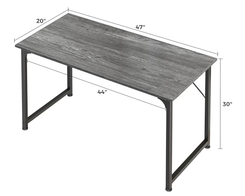 Image of Huuger Computer Desk, 48 Inch Office Desk, Gaming Desk with Storage, Writing Desk Work Desk for Home Office, Study, Modern Simple Desk, Large Legroom, Metal Frame, Grey