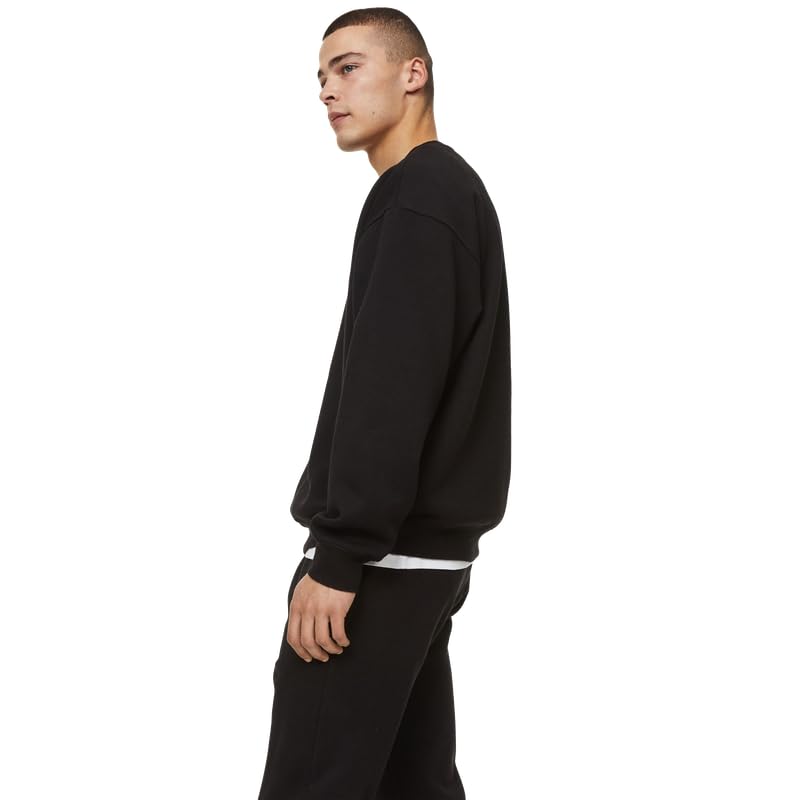 Image of DROBE Cotton Blend Round Neck Solid Sweatshirt for Men