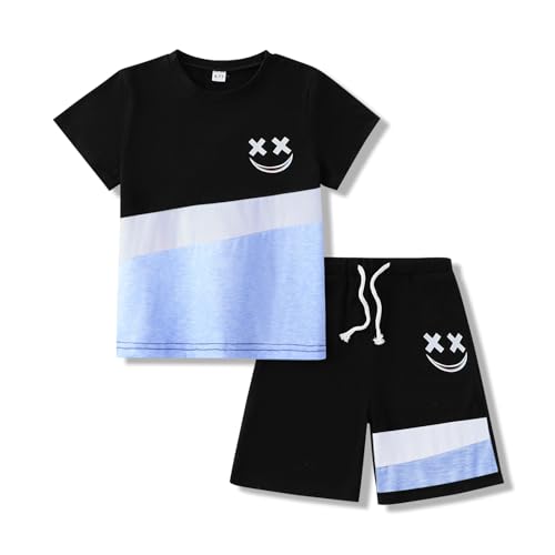 Image of Boys Clothes 2 Piece Size 6-13Y Short Sleeve T-Shirt & Shorts Set Casual Kids Boys Spring Summer Outfits