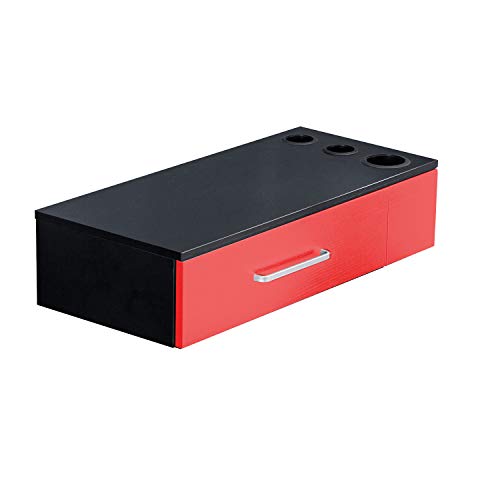 BarberPub Locking Wall Mount Styling Salon Station 3036-2(Black&amp;Red)