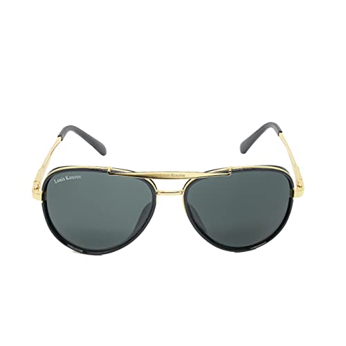 Image of Louis Kouros Cherokee Aviator Classic Trendy 4414 sunglasses | Mirror Lens | 400 UV Protected | For Men's Women's | Medium | 58mm Lens Width