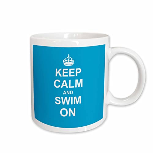 3dRose Keep Calm and Swim on Blue Carry On Swimming 11oz Mug