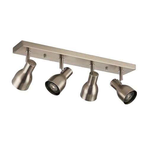 HBBursts Faretti 4 Vie, Finitura Cromata, Compatibili Con LED Montati In Superficie, Faretto Da Soffitto Dimmerabile Regolabile Angolo 360°, Illuminazione Decorativa Su Binario(4LIGHT-A,Cold)