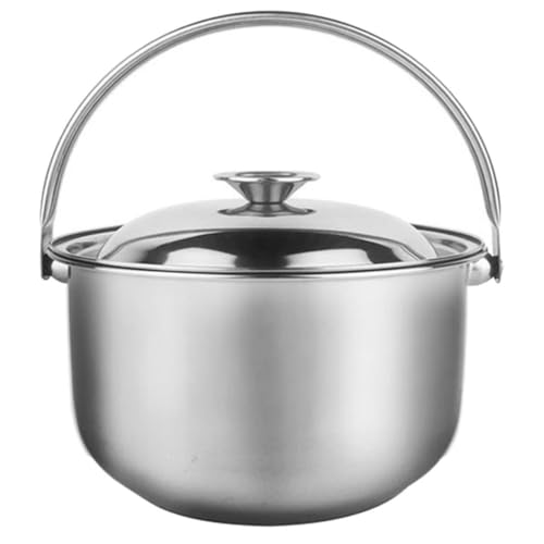 Housoutil 1.5 Stainless Steel Soup Pot with Lid Multipurpose Cooking Pot with Hanging Handle for Home Kitchen and Camping Easy Clean Stockpot for Stewing and Boiling