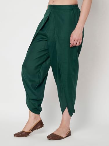 Image of 9rasa Women's Cotton Solid Harem Dhoti Pants for Casual FusionWear Workwear