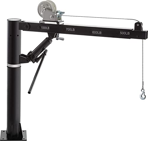 Vevor Davit Crane 1000Lbs Pickup Truck Crane 360°Swivel Design, Hydraulic Cable Winch Telescopic Hoist Crane For Truck, Crane Hitch For Lifting Goods In Construction, Forestry, Factory, And Transport #TOP11