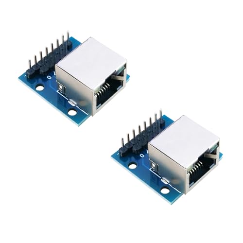 Teansic 2PCS RJ45 8P8C Ethernet Female Connector with LED,RJ45 Socket to DIP 2.54mm Pitch Ethernet Connector (with Welded Straight pins)