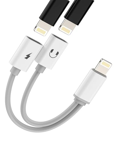 Adattatore Doppio Lightning Jack Cuffie(2 in 1)per iPhone 14 13 12 Pro Max per Apple MFi Certified Caricatore Cavo Aux Audio Dongle per iPad Autoradio Accessori Lighting Headphone Ricarica Sdoppiatore