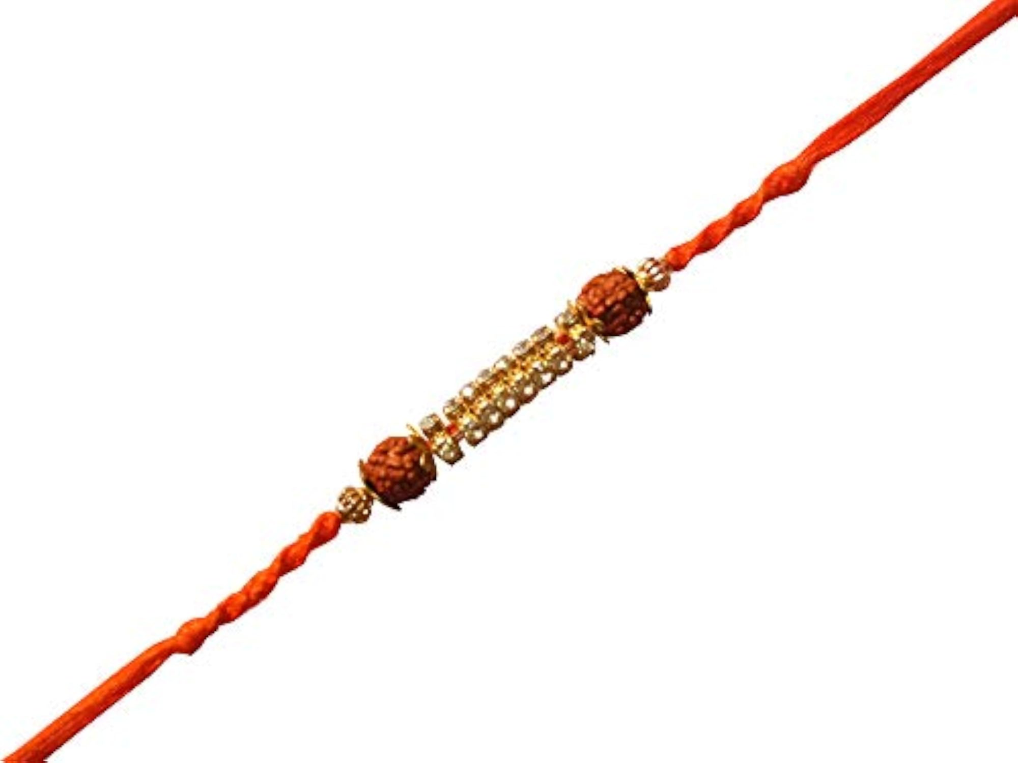 Diamond Studded Designer Rudraksh Rakhi for Brother