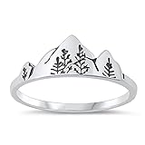 Mountains & Trees Nature Ring New 925 Sterling Silver Wilderness Band Size 5