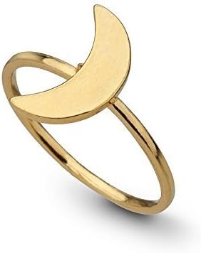 14k Gold Crescent Moon Ring, Yellow Gold Solid Stacking Stackable Half Moon Jewelry