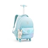 Mochila Escolar Rodinha 360° Meninas Infantil Espaçosa e Resistente (Azul)
