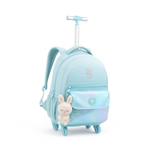 Mochila Escolar Rodinha 360° Meninas Infantil Espaçosa e Resistente (Azul)