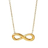XFSRG Collar Mujer Plata 925 Collar Minimalista Infinito con Delicado Colgante Regalo de Joyería para Amigas Uso Diario Fiestas y Ocasiones Especiales (Oro)
