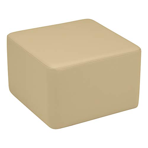 Image of Sprogs 12 inch H Structured Cube Stool -Flexible Modular Collaborative Soft Seating for Office, Home, Lounge and School Classrooms with Durable Frame & Set of 2 inch Legs Add-on - Sand