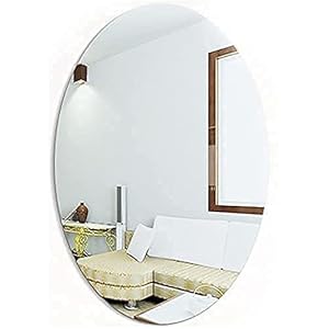 PANCA Oval Adhesive Wall Mirror Sticker for Bathroom, Bedroom, Living Room | Unbreakable Plastic Wall Mirror for Tiles, Basin, Cabinets | Best for Decoration 21x31 cm (Silver Finish) 43 31NTbGU9JdL. SL500 . SS300