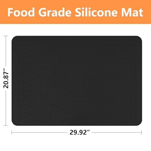 Stove Top Cover for Electric Stove- Range Covers for Electric Stove,Silicone XXL Dish Drying Mat, Glass Cooktop Covers, Flat RV Range top Mats (Black, 30\"x21\") - Thumbnail 3