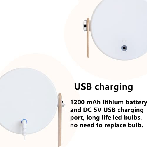 ALLOMN Schreibtisch Tischleuchte, Tragbares Klapp Teleskop Nachtlicht LED Leselampe Holzgriff Laternenlampe, 3 Stufig Dimmbare Helligkeit, USB Aufladung, Augenpflege (Warmweiß)