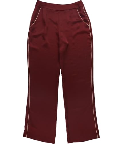 Leyden Womens Satin Piped Dress Pants Red XL