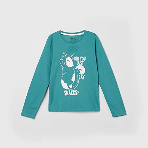 Image of Max Girls Cotton Regular Fit Graphic Printed T-Shirt - Pack of 2