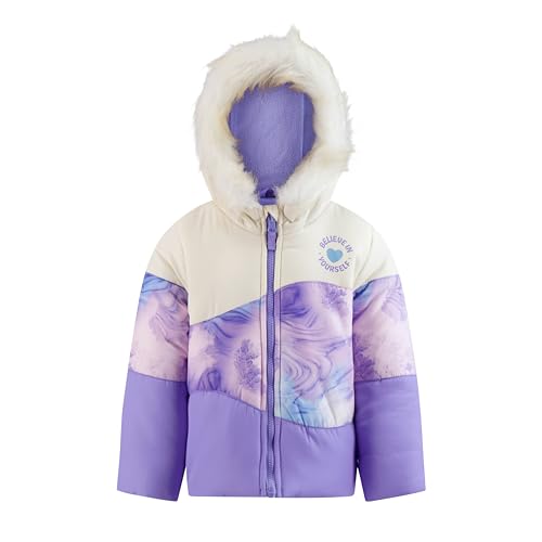 Image of TODDLER GIRLS ZIP-FRONT COLOR BLOCK JACKET AND OVERALL SNOW PANT