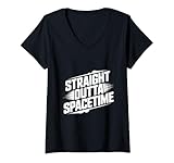 Photo Gallery donna straight outta spacetime divertente fantascienza maglietta con collo a v Photo Gallery donna straight outta spacetime divertente fantascienza maglietta con collo a v
