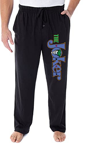 DC Comics Men's The Joker Script Logo Classic Villain Adult Sleepwear Lounge Pajama Pants
