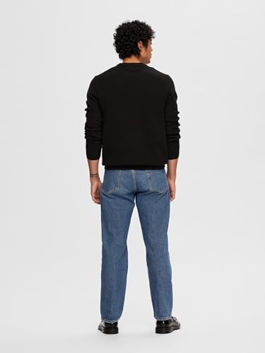 Seleted Homme Slhdane Ls Knit Structure Crew Neck Noos Maglione Lavorato A Maglia, Nero, S Uomo - 3