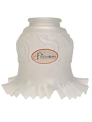Foto di fd-bolletta arredamento e illuminazione Paralume tondo bianco vetro stile classico dimensioni: H 13 cm, Ø 15 cm, Ø bocca esterna 5,5 cm
